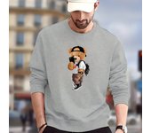 Men's Stylish Teddy Bear Print Sweatshirt - Casual Graphic Design Crew Neck Pullover for Autumn/Winter