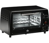 HOMCOM Horno Eléctrico Sobremesa 10 Litros 750W Horno de Convección con Temperatura hasta 230 ℃ Temporizador 60 Minutos Bandeja y Rejilla 36,5x26x22 cm