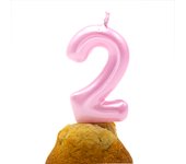 CABLEPELADO - Vela cumpleaños - celebracion - sin toxicos - sin humo - Numero de Tarta - fácil colocación - Número 2 - Rosa Claro