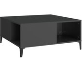 vidaXL Mesa de centro madera contrachapada 80x80x36,5 cm Blanco, Negro, Blanco brillante Mesita de Salón o Comedor o Auxiliar Mesa de Café Meuble Salón