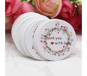 100Pcs Handmade with love /Thank You Flower DIY White Tags Wedding candy Gift Wrapping Paper Hang Paper Tags cookies Supplies