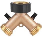 Divisor en Y de 2 vías para manguera de suministro de 3/4 ", Conector de manguera de conector de doble grifo, conector en Y para manguera de entrada de agua con válvula de cierre para riego de jardín. (UE)