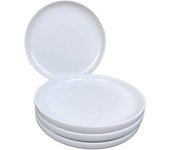 Juego de 4 platos llanos de 8 pulgadas, para carne, pasta, aptos para microondas y lavavajillas, plato llano de cerámica para cocina, color blanco