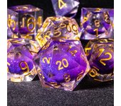 7PCS Sharp Resin Dice Set Liquid Core Dice & Sharp Edge Role Playing Games Dice,Gold foil resin dice