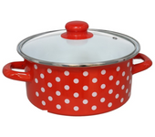 Shoppe house - Olla de leche esmaltada con tapa, cuenco de esmalte para comida de bebé, cuenco para oreja, cuenco de arroz de dibujos animados con tapa, olla de inducción, cocina