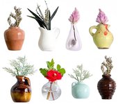 Mini jarrones magnéticos, mini jarrones de cerámica magnéticos para nevera, bonitos jarrones de cerámica para nevera, mini jarrones magnéticos de cerámica para nevera, juego de mini jarrones 3D con plantas