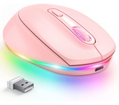 BOW Purple Wireless Mouse Rechargeable Mouse for Laptop Small Cordless Mice  Quiet Click LED Rainbow Lights for Computer