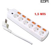 Base multiple 6 tomas y 6 interruptores edm