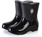Botas de lluvia a media pantorrilla para mujer, botas cortas impermeables extraíbles, botas de agua, zapatos para jardín