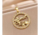 New European And American Fashion Zircon Letter Necklace Personalized Mom English Necklace Pendant Mother's Day Gift