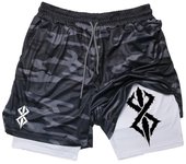 Graphic 2 in 1 Athletic Shorts for Men Gym Workout Running Performance Shorts with Phone Pocket Quick Dry Breathable Lightweight