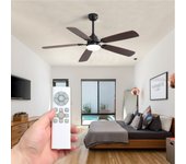 HYBEC - Ventilador de techo con luz LED Regulable, Motor DC Silencioso y 6 Velocidades – Función Inversa Verano/Invierno y Mando a Distancia