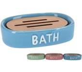 Juegos de baño ceramica 3pcs,con dosificador de jabon,vaso y jabonero,diseño de baño.dosificador y jabonero con material madera.WKL Store