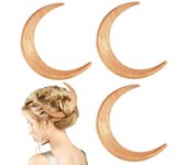 3 piezas Horquilla para el pelo con forma de luna Horquilla para el pelo tallada a mano Accesorios para el pelo con forma de luna Pasadores de madera con forma de luna Herramienta ligera para peinar el cabello (color madera)