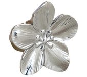 Flower Open Ring Adjustable Polished Metal Solid Color Smooth Exaggerated Style Petal Lady Prom
