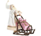 Figura Poliester Madera 42X22X50 Trineo Rosa, Decoracióna de navidad para todos los hogares, Navidad Fantasia