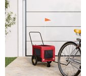 vidaXL Remolque de bicicleta mascotas hierro tela Oxford rojo negro