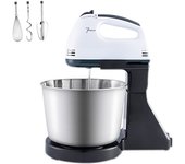 Batidora Amasadora Repostería 100W, Robot Cocina Profesional, 7 Velocidades con Tazón de Acero Inoxidable de 3 Cuartos, Batidora de Pie con Gancho para Masa, Batidor de Varillas, Batidor para Hornear, Pasteles, Galletas y Amasar