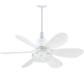 Ventilador de cenador, ventiladores de techo enchufables para exteriores con luces, 3 colores regulables, 3 velocidades de ventilador, ventilador de techo colgante portátil para patios, carpas, interiores. Blanco