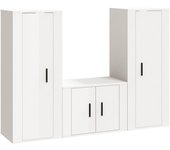 Mueble TV combinadoSet de muebles de TV 3 pzas madera contrachapada blanco brillo