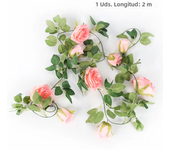 2/4m Pink Artificial Floral Garland Fake Rose Vine Hanging Flower String Garland for Wedding Baby Shower Event Party Supplies