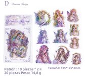 20 Pcs Elf Girl Laser Gold Stickers DIY Scrapbooking Collage Stationery Decor Junk Journal Cartoon Materials Stickers