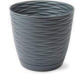 Plastic Forte Maceta Redonda Pequeña con Plato de la línea SAHARA, de 23cm, Maceta para jardines y para interiores, decoración de Plantas, Flores Resistente, Macetero de Plastico