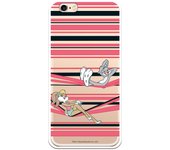 Funda original compatible con iPhone 6 o 6S con un diseño de Lola y Bugs Bunny Franja Rosa