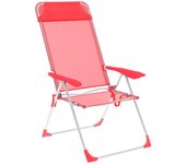 Marbueno Silla Plegable 5 Posiciones Aluminio con Cojin Coral Playa y Piscina 69X58X110 cm 10360