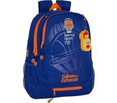 SAFTA - VALENCIA BASKET Mochila Adaptable a Carro Portamochilas con Bolsillos laterales portabotellas - Mochila Diseño Único y Licencia Oficial con dos compartimentos grandes - Mochila Hombreras y espalda ergonómicas y acolchadas - Mochila