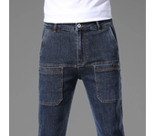 New 6 Pocket Design Jeans Men's Skinny Full Length Pants with High Elasticity Slim Male Pants Fashion Mid-waist Denim Trousers