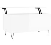 vidaXL Mesa de centro madera contrachapada 90x44,5x45 cm Blanco, Negro, Blanco brillante Mesita de Salón o Comedor o Auxiliar Mesa de Café Meuble Salón
