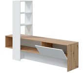 Miroytengo Mueble TV con Estantería Liss Salón Comedor Color Roble Nodi y Blanco Artik 178x138x43 cm