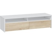 Mueble TV VS Venta-Stock Silva 2 Puertas Blanco Artik y Roble Canadian para Salón Moderno y Minimalista