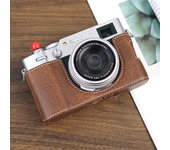 Camera Half Case for Fujifilm X100VI Fuji X100VI Man-made Leather Bottom Open with Shoulder Strap Camera Protector Baseplate