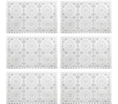 Plastic White Waterproof Placemats Set of 6 for Dining Table Wipe Clean Washable Tablemats PVC Tabl