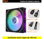 Aigo AS14 140mm Fan Argb Pc Case Ventiladores 4PIN PWM 5V-3PIN Cpu Water Cooler Gabinete Gamer Cooling Kit Fans Rgb Ventilador