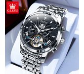 OLEVS 9965 Mens Watch Classic Hollow Out Automatic Mechanical Watch Original Movement Waterproof Luminous Calendar Year Moon