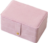 Joyero de franela de múltiples capas para pendientes, pendientes de botón, collares, anillos, caja de almacenamiento de joyas, joyero portátil rosa