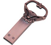 Copper Love Heart Pen Drive 128GB Retro Metal USB Flash Drive 64GB Key Memory Stick Creative Gift Pendrive 64GB External Storage