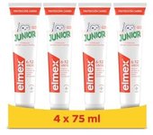 Elmex® Pasta de dientes junior 6-12 años | Pack 4 Uds x 75ml | Protección contra la caries con menta | Sin colorantes | Pasta de dientes infantiles para dientes más fuertes | Goma y esmalte | Elmex® Baby