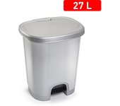 CUBO PEDAL 27 LITROS PLATA PLASTIC FORTE - 38 x 32 x 45 cm.