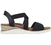 Cómoda  Sandalia de mujer Skechers ARCH FIT BEACH KISS-BOHO BEYO tejido negro con ajuste elástico cruzado. Cómoda Plantilla Arch Fit, con soporte en el arco Altura Tacón bajo (1-3 cm) Referencia 114013-BLK