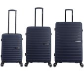SAXOLINE Set de 3 maletas, colección Fiesta, color azul, material polipropileno, tamaño S, M y L, 41L / 72 L / 107 L, 2.7kg / 3.4kg / 4.4kg