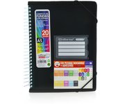 Office Box Carpeta A5 de 20 Fundas Ultra Cristal con Espiral de Apertura 360 y Bordes Reforzados