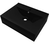 Fregadero rectangular Cerámica orificio de Grifo Negro 60x46 cm