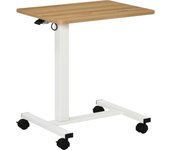 HOMCOM Escritorio de pie ajustable en altura mesa para portátil escritorio de pie mesa auxiliar con ruedas en forma de C que ahorra espacio para estudio sala de estar natural + blanco capacidad de carga hasta 70 kg 65 x 48 x 70-110 cm