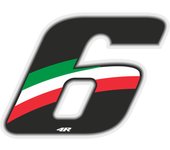 Pegatina Race Number for Motorcycle "6" Tricolor 65x85mm