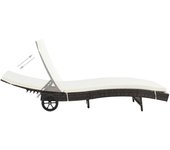 vidaXL Tumbona con ruedas y cojín ratán sintético Marrón, Negro, Antracita Sillas de Exterior Ideal para jardín, playa, piscina, terraza Tumbona Piscina Tumbonas Playa Tumbonas Jardín Exterior