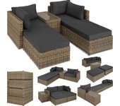 Tectake - Conjunto de ratán San Domino con estructura de aluminio, Mueble de exterior de grandes dimensiones, Trenzado de calidad óptima de poliratán resistente a los rayos UV, Bastidor robusto de aluminio ligero